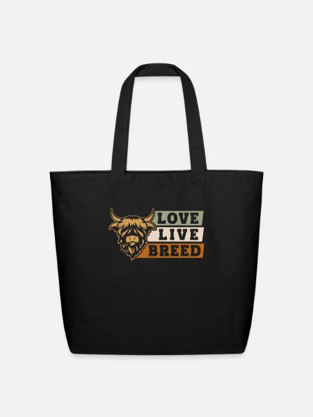 Scottish Highland Cattle Cow - Eco-Friendly Cotton Tote - black