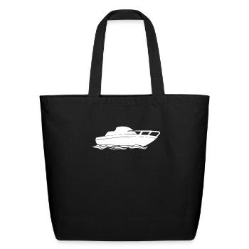 Motor boat design for motor boaters - Eco-Friendly Cotton Tote - black - Front