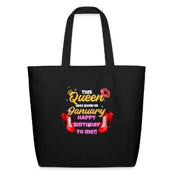 January Birthday Gift - Eco-Friendly Cotton Tote - black - Front