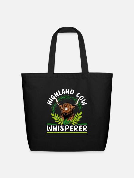 Scottish Highland Cattle Cow - Eco-Friendly Cotton Tote - black