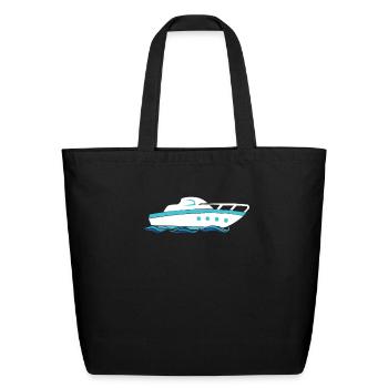 Motor boat design for motor boaters - Eco-Friendly Cotton Tote - black - Front