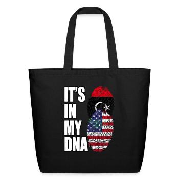 Libyan And American Mix Heritage DNA Flag - Eco-Friendly Cotton Tote - black - Front