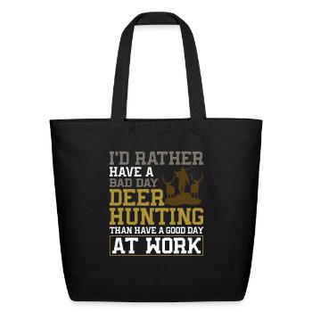 Buck Deer Hunting Hunter I'd - Eco-Friendly Cotton Tote - black - Front