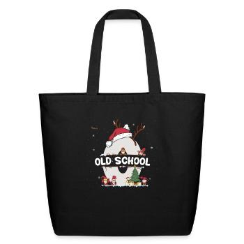 Noël Old School - Old School Nom drôle Noël - Sac fourre-tout en coton naturel - noir - Devant