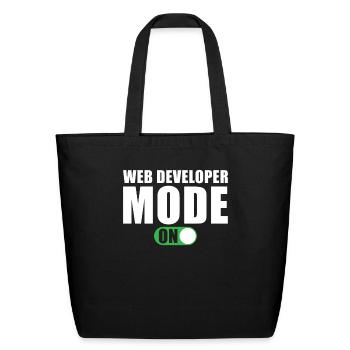 Web Developer Mode on - Eco-Friendly Cotton Tote - black - Front