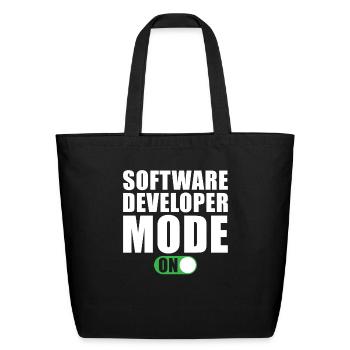 Software Developer Mode on - Eco-Friendly Cotton Tote - black - Front