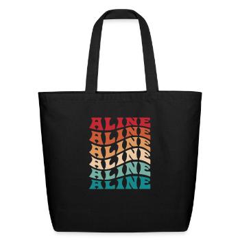 Funny Personalized Aline Name Themed Apparel - Eco-Friendly Cotton Tote - black - Front