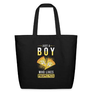 Just A Boy Who Likes Pineapple Pizza - Eco-Friendly Cotton Tote - black - Front