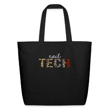 Nail Tech Leopard Print Funny Gift - Eco-Friendly Cotton Tote - black - Front