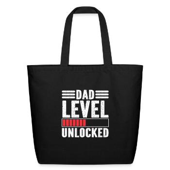 Dad Level Unlocked - Eco-Friendly Cotton Tote - black - Front