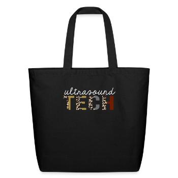 Ultrasound tech Leopard Print Funny Gift - Eco-Friendly Cotton Tote - black - Front