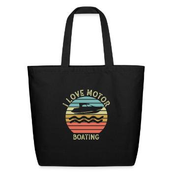 I Love Motor Boating - Eco-Friendly Cotton Tote - black - Front