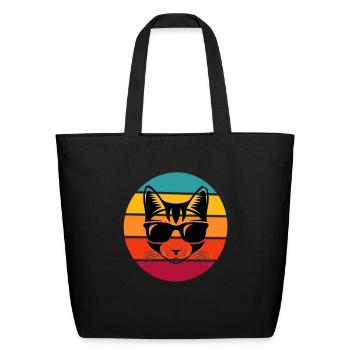 Funny cat with glasses - Eco-Friendly Cotton Tote - black - Front