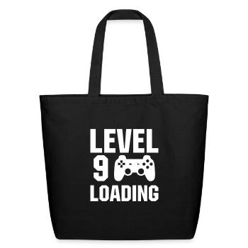Level 9 loading - Eco-Friendly Cotton Tote - black - Front