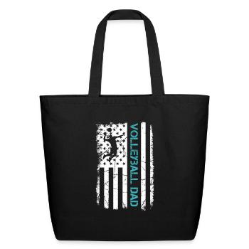 Volleyball Dad Love America - Eco-Friendly Cotton Tote - black - Front
