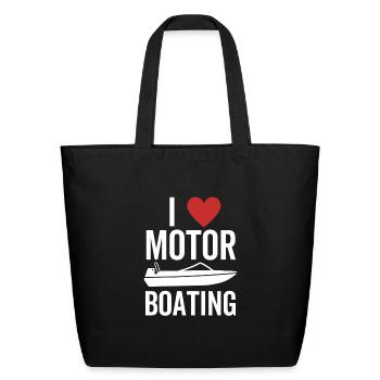 I Love Motor Boating - Eco-Friendly Cotton Tote - black - Front