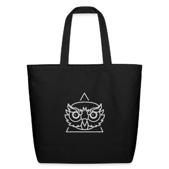 Lovely owl inside pyramid - Eco-Friendly Cotton Tote - black - Front