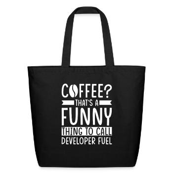 Developer Coffee Gift - Eco-Friendly Cotton Tote - black - Front