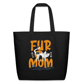 Fur Mom Cat Lovers - Eco-Friendly Cotton Tote - black - Front