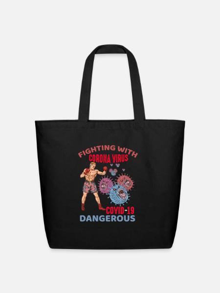 Fighting with Corona - Eco-Friendly Cotton Tote - black