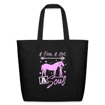 A Horse a girl a soul - Eco-Friendly Cotton Tote - black - Front