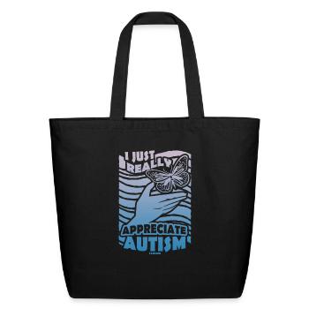 I like autism - Eco-Friendly Cotton Tote - black - Front