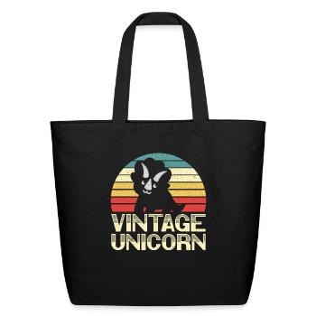 Vintage Unicorn Triceratops Dinosaur Prehistoric - Eco-Friendly Cotton Tote - black - Front