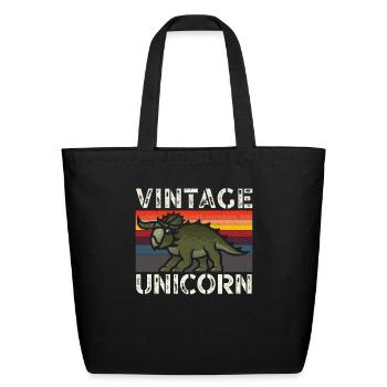 Vintage Unicorn Triceratops Dinosaur Prehistoric - Eco-Friendly Cotton Tote - black - Front