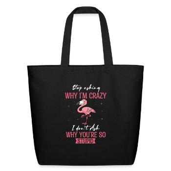 Rude Women Crazy Flamingo Girl - Eco-Friendly Cotton Tote - black - Front