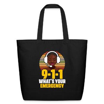 911 Whats Your Emergency Retro African American - Eco-Friendly Cotton Tote - black - Front