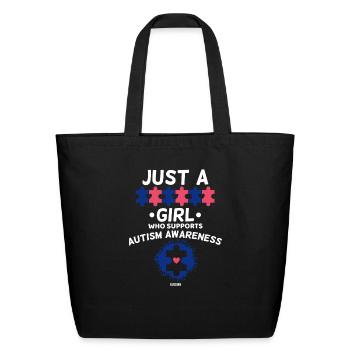 Autism Asperger's Syndrome girl - Eco-Friendly Cotton Tote - black - Front