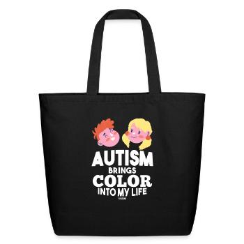 autistic children siblings family - Eco-Friendly Cotton Tote - black - Front