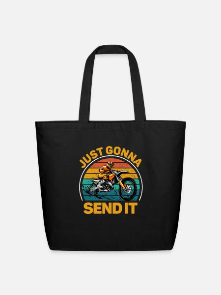 Just Gonna Send It American Flag Motocross - Eco-Friendly Cotton Tote - black