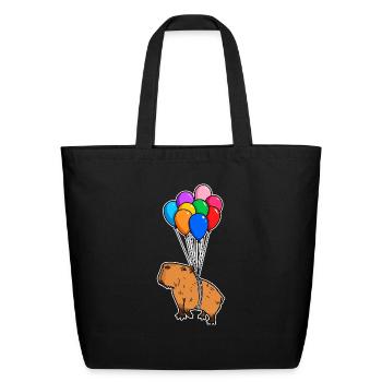 Capybara Giant Cavy Rodent With Balloons Capybara - Eco-Friendly Cotton Tote - black - Front