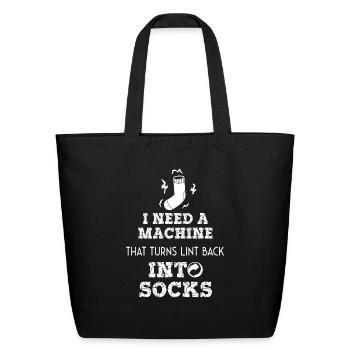 Funny Missing Sock Laundry Joke - Eco-Friendly Cotton Tote - black - Front