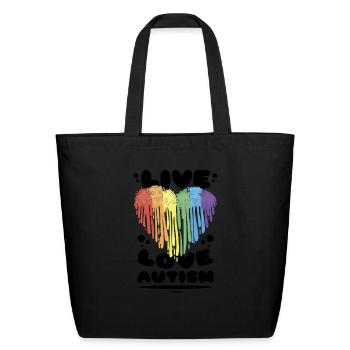 Autism dear heart rainbow - Eco-Friendly Cotton Tote - black - Front