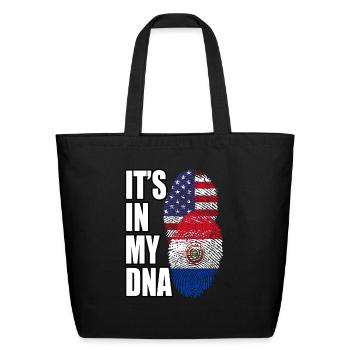 Paraguayan And American Mix Heritage DNA Flag - Eco-Friendly Cotton Tote - black - Front