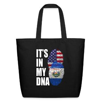Salvadoran And American Mix Heritage DNA Flag - Eco-Friendly Cotton Tote - black - Front