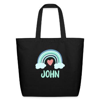 John Name Rainbow Baby - Eco-Friendly Cotton Tote - black - Front