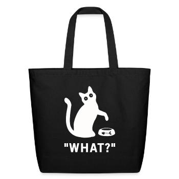 Cat What Funny Cat Best Funny Cat Lover Gift - Eco-Friendly Cotton Tote - black - Front
