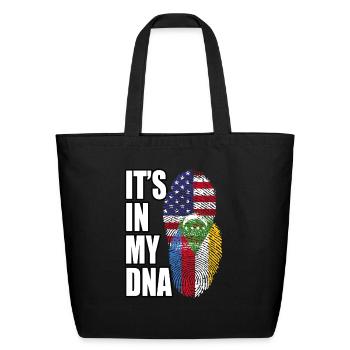 Comoran And American Mix Heritage DNA Flag - Eco-Friendly Cotton Tote - black - Front
