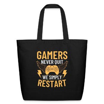 Gamers never quit we simply restart funny gamer - Eco-Friendly Cotton Tote - black - Front