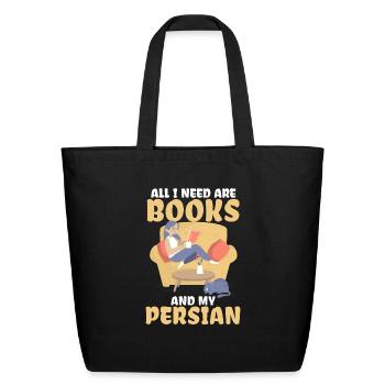 Persian Cat I Need Are Books And My Persian - Eco-Friendly Cotton Tote - black - Front