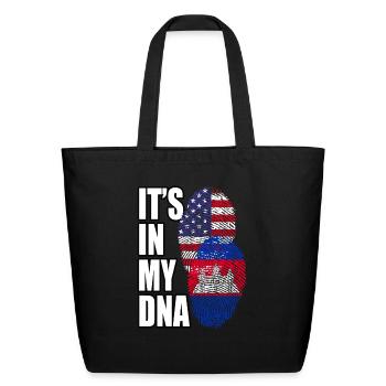 Cambodian And American Mix Heritage DNA Flag - Eco-Friendly Cotton Tote - black - Front