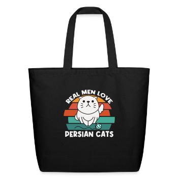 Persian Cat Real Men Love Persian Cats - Eco-Friendly Cotton Tote - black - Front