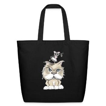 Cat and Mouse - Eco-Friendly Cotton Tote - black - Front