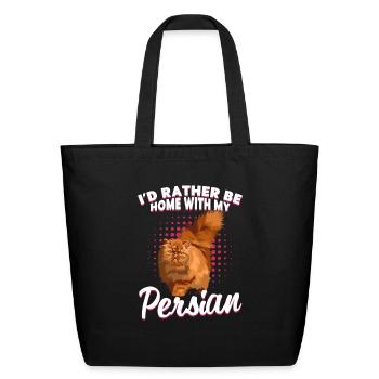 Persian Cat I'd Rather Be Home With My - Eco-Friendly Cotton Tote - black - Front
