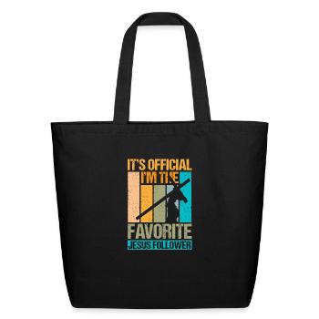Official Jesus Favorite God Religious - Eco-Friendly Cotton Tote - black - Front