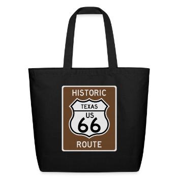 Route 66 Marker Texas - Eco-Friendly Cotton Tote - black - Front