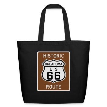 Route 66 Marker Oklahoma - Eco-Friendly Cotton Tote - black - Front